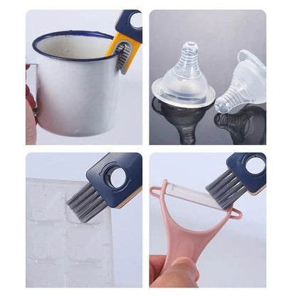 Trendha 4-in-1 Bottle Gap Cleaner Brush with U-shaped silicone scrubber, angled corner brush, and twisted wire gap brush for comprehensive cup and bottle cleaning