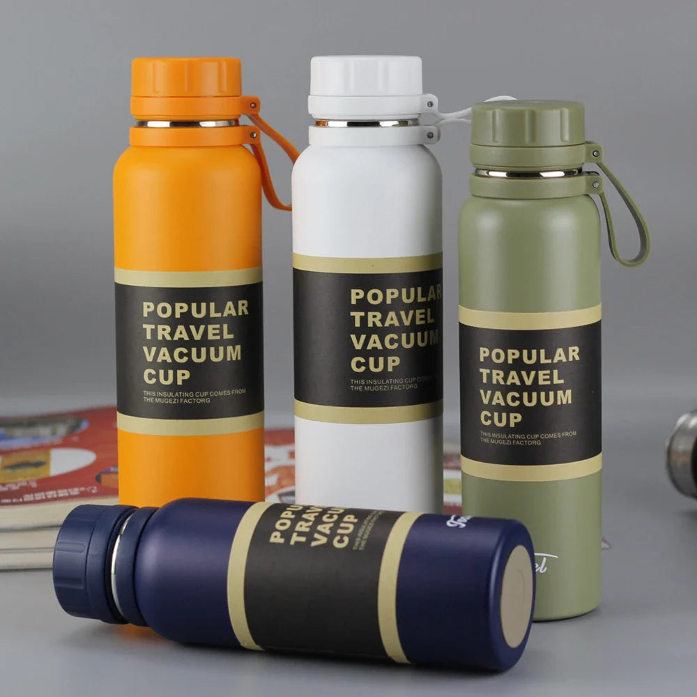 Stainless steel insulated tumbler with leak-proof lid in various vibrant colours, designed to keep hot and cold drinks at the perfect temperature for hours.