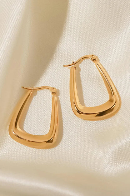 A pair of 18K gold-plated geometric earrings with a sleek and modern design
