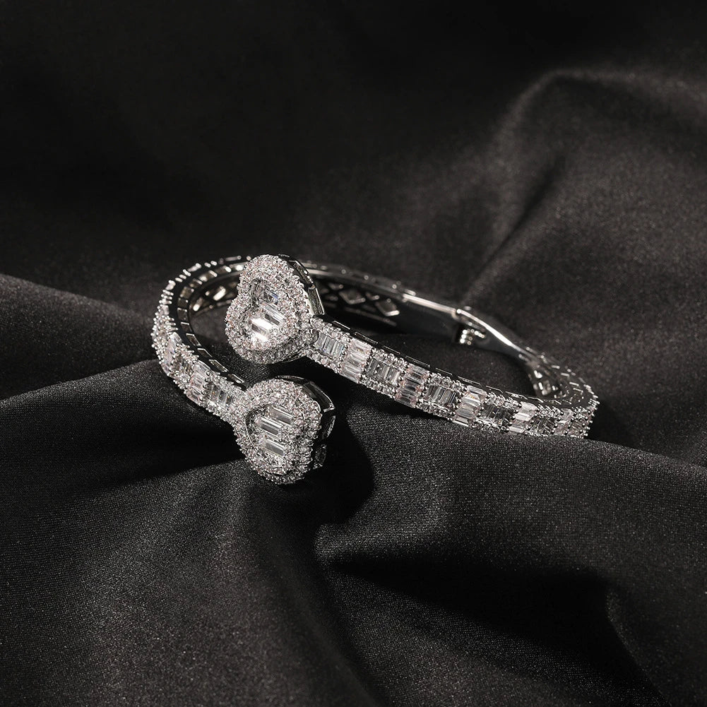 Elegant geometric bracelet with diamond accents in gold, silver, and rose gold finishes