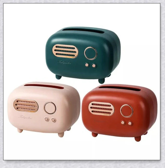 Retro-inspired tissue box cover in vibrant colours, adding vintage charm to any home decor