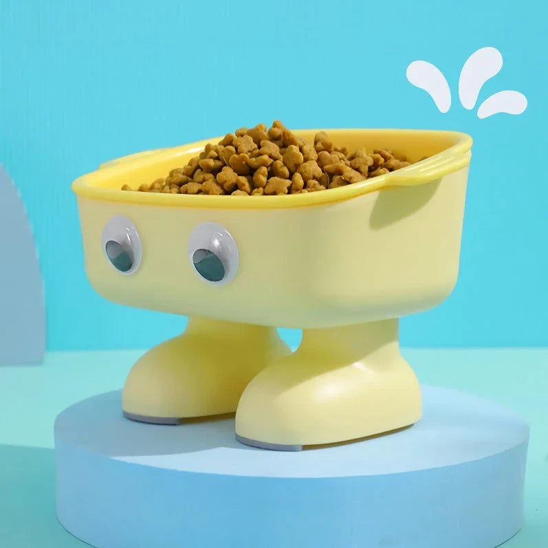 Adjustable height cat feeder with dual food and water bowls, designed to promote healthy eating posture and reduce neck strain for cats.