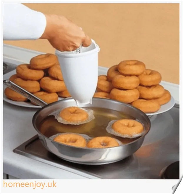 Delightful Donut Maker with batter dispenser, creating perfect donut shapes in hot oil