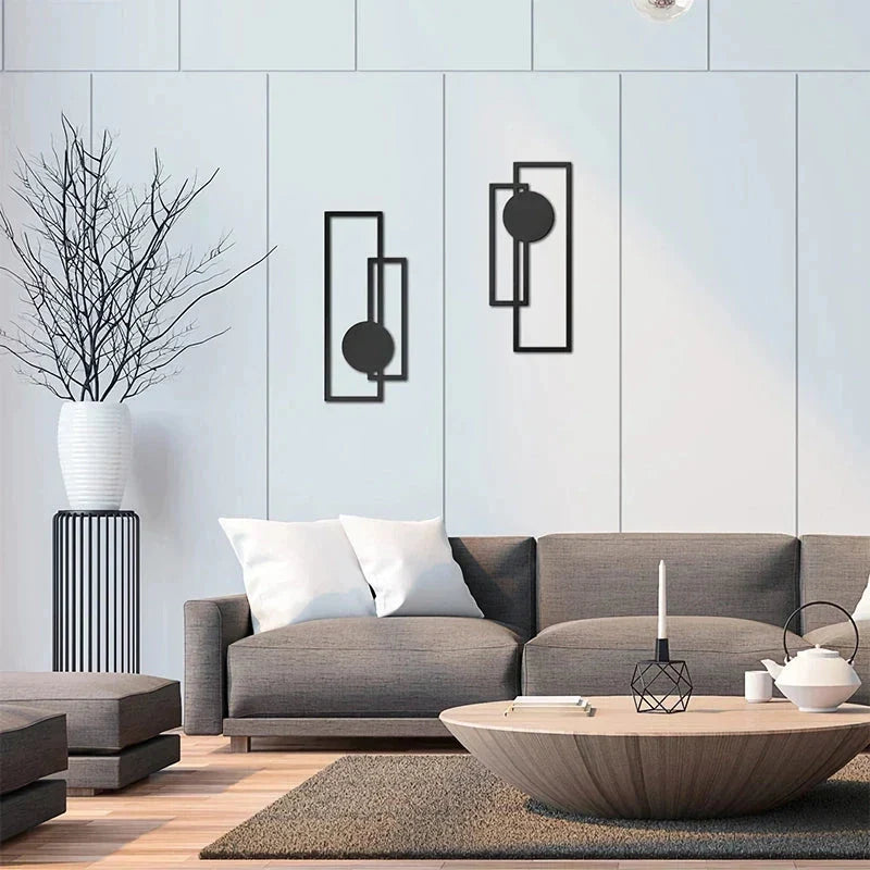 Pair of Nordic-inspired iron silhouette wall hangings in sleek black finish, adding refined sophistication to any living space