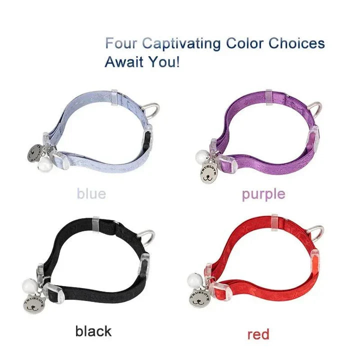 Adjustable Comfort Collar for Cats & Small Dogs in various colours, including black, blue, purple, and red