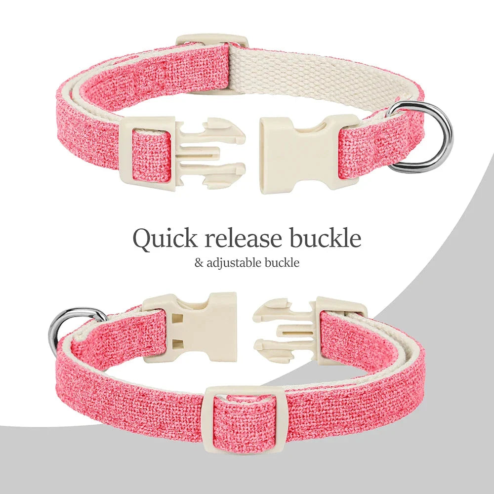 Charming quick-release dog collar, harness and lead set with adorable bow, available in various colours and sizes