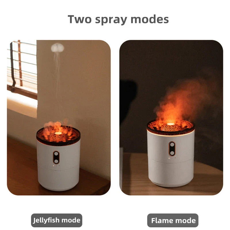 Elegant blue flame electric air humidifier with aromatherapy diffuser and soothing ambient lighting