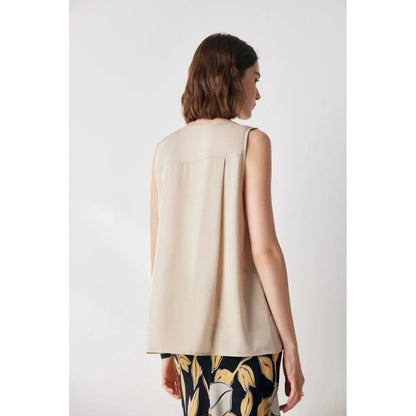 Elegant sleeveless silk blouse in various colours for summer fashion