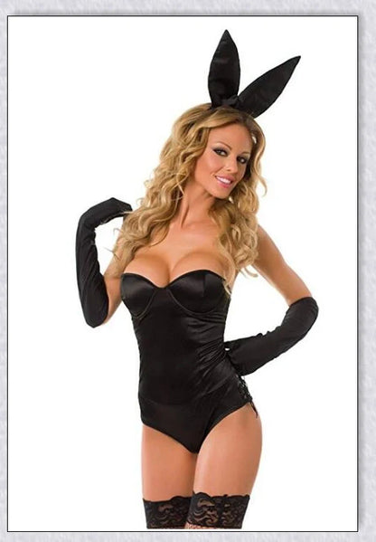 Elegant velvet bunny costume with a captivating design, perfect for Halloween, roleplay, and costume parties