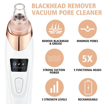 Advanced electric blackhead remover vacuum with customisable suction and interchangeable heads for deep pore cleansing and skin rejuvenation