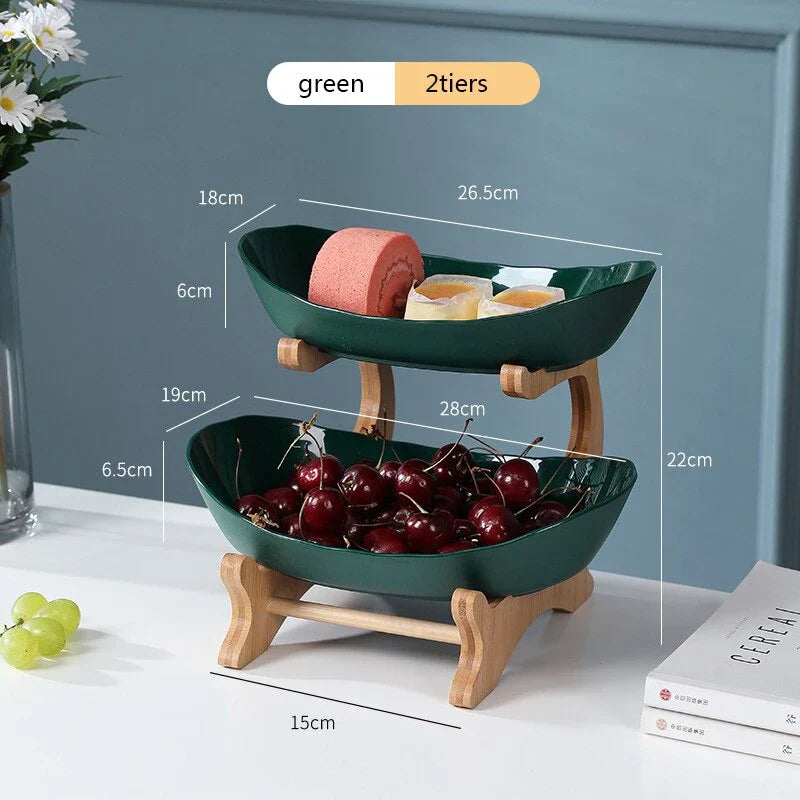 Elegant partitioned oval table plates and tiered fruit bowl with candy and cake trays, perfect for hosting and dining in the UK