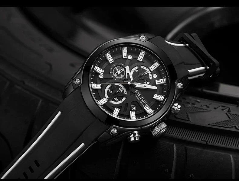 Trendha Multipurpose Sports Silicone Watch with Black Steel Case, Blue Ribbon, Durable Silicone Strap, and Precise Quartz Movement