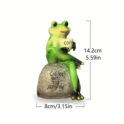 Charming resin frog statue with a playful design, perfect for enhancing the ambience of outdoor spaces