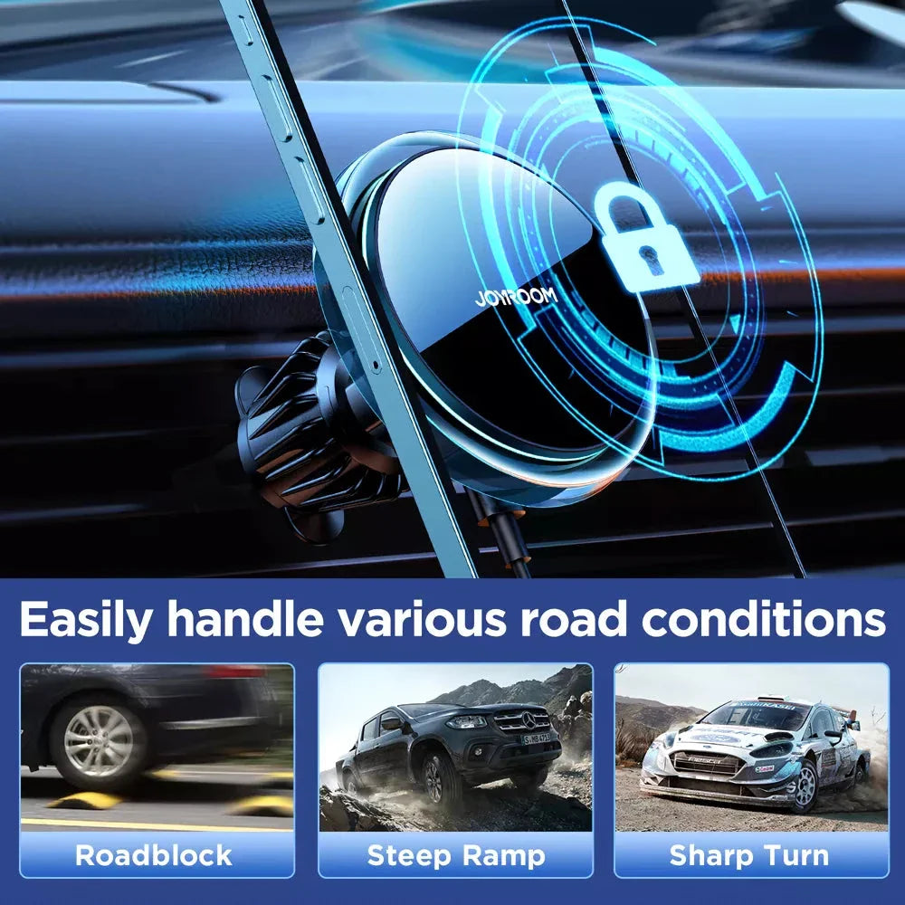 Magnetic Wireless Car Charger for iPhone 12/13/14/15 Series with Transparent Design and CD Pattern Mirror Surface