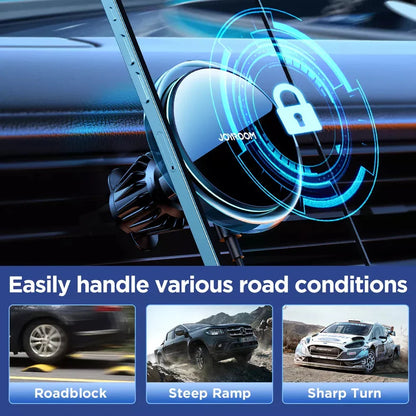 Magnetic Wireless Car Charger for iPhone 12/13/14/15 Series with Transparent Design and CD Pattern Mirror Surface