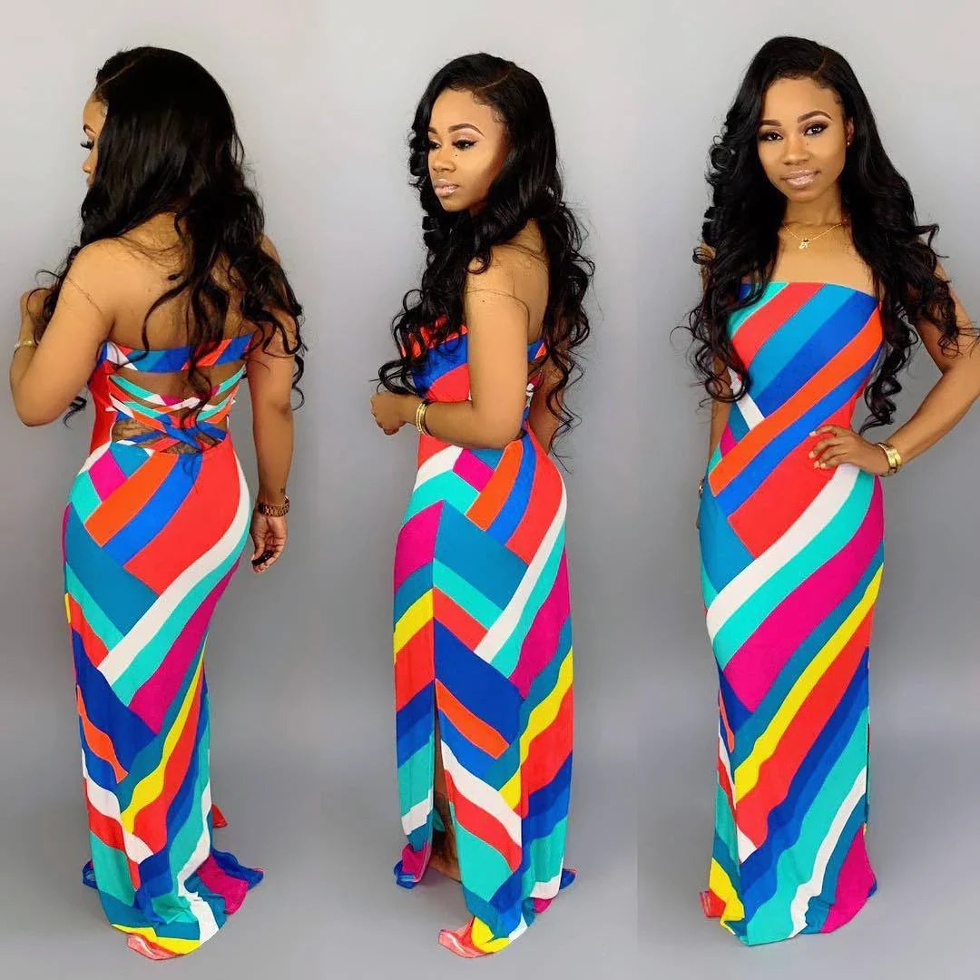 Elegant printed halter dress in vibrant colours, designed with a flattering silhouette and premium polyester fibre for exceptional quality.