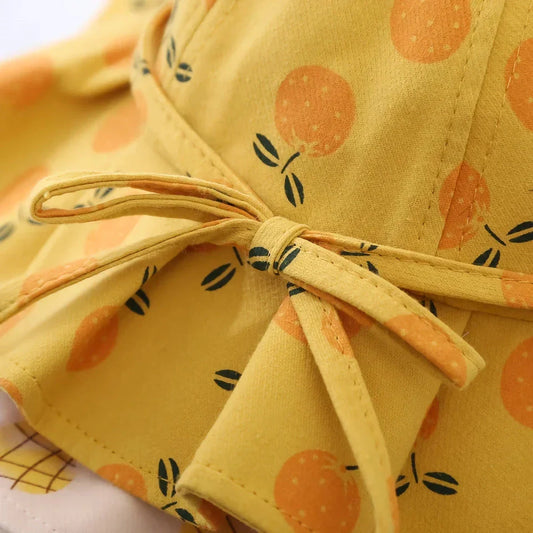 Adjustable cotton sun protection bucket hats for children with whimsical cartoon designs