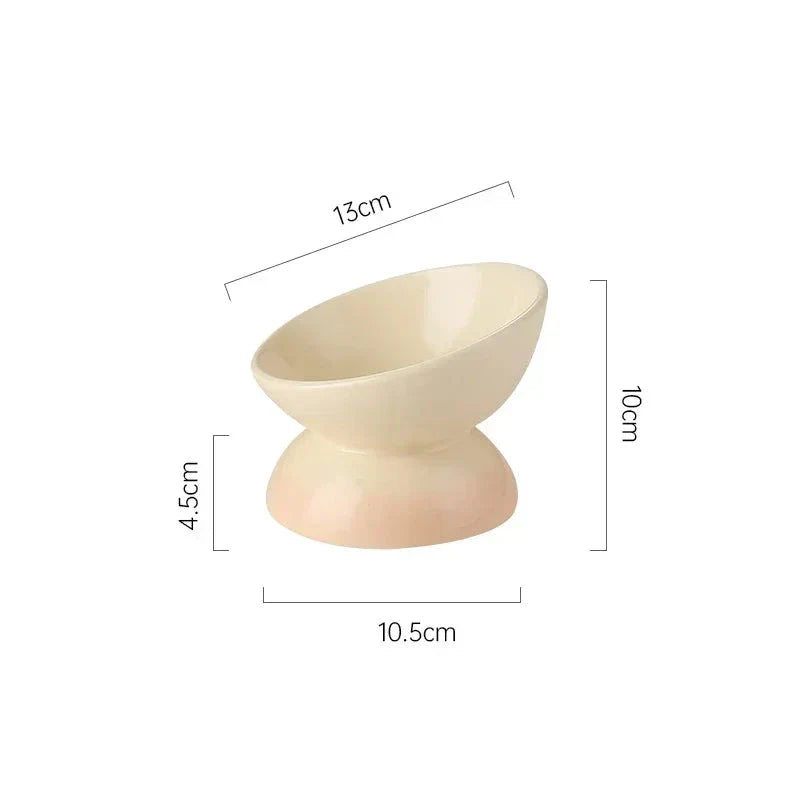 Gradient Ceramic Cat Bowl with raised and tilted design for comfortable pet dining