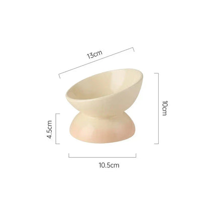 Gradient Ceramic Cat Bowl with raised and tilted design for comfortable pet dining