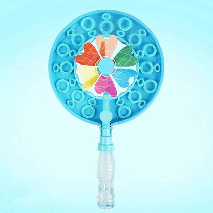 Colourful and durable bubble-blowing windmill wand for enchanting outdoor fun