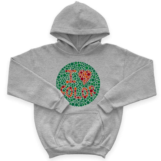 A cosy and flexible kids' hoodie with a colour-blind test design, made with premium Airlume cotton and eco-friendly practices.
