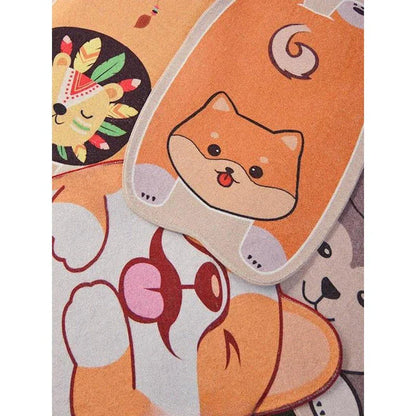 Charming animal-themed decorative rugs in various designs, including cats, foxes, lions, dogs, bunnies, wolves, and bears, adding a touch of whimsy and warmth to living rooms, bedrooms, and other cosy spaces.