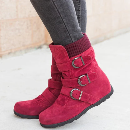 Durable cotton boots with resilient rubber soles, stylish car-stitch detailing, and cushioned artificial hair insole for all-day comfort.