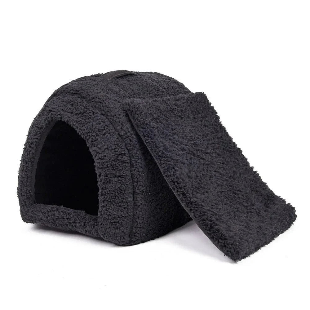 Eco-Friendly Cotton Pet Bed in black colour, providing a cosy and supportive resting place for dogs, cats, and other small pets