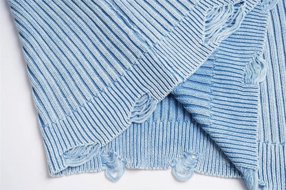 Classic ripped round neck jumper in a monochrome colour scheme, featuring a unique sunken stripe detail and a relaxed, comfortable fit.
