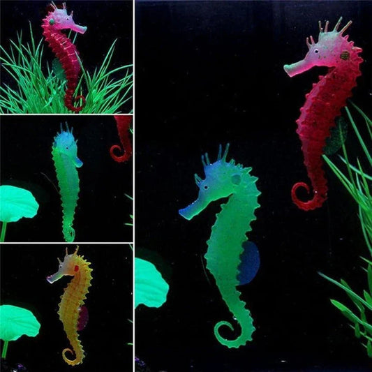 Elegant artificial seahorse ornament made of silicone for aquariums and underwater decor