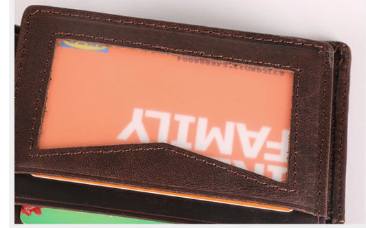 Premium cowhide leather clutch wallet with multiple card slots and compartments for organised storage