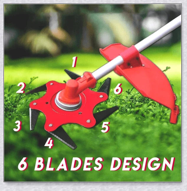 Powerful manganese steel weed trimmer blades with six 360-degree rotating blades for effortless lawn and garden maintenance
