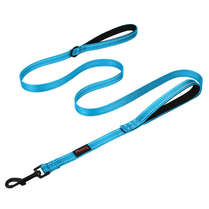Durable 5ft reflective dog leash with padded dual handles for enhanced control and visibility during walks