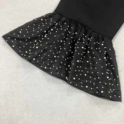 Elegant slim-fit beaded floral dress in black colour