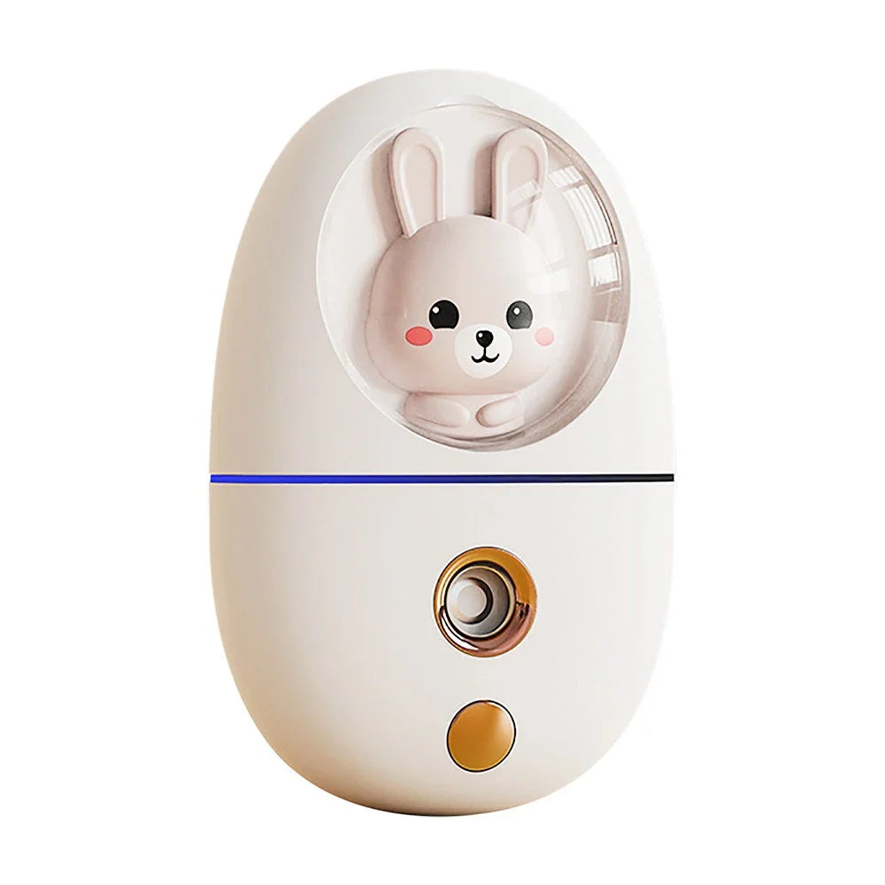Compact Cartoon Facial Humidifier: A portable device that delivers a fine mist to hydrate and nourish your skin anytime, anywhere.