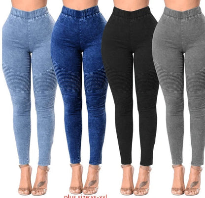 Flattering high-waisted denim jeans with a unique crinkled finish and lift-and-tuck technology for a sculpted, confident rear