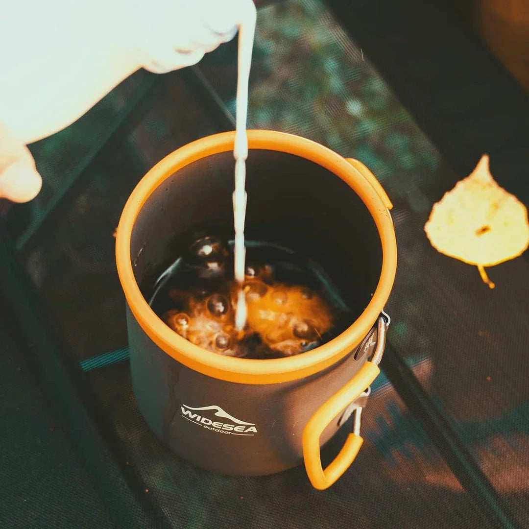 Aluminium camping mug with sleek, minimalist design for outdoor adventures