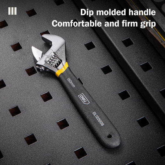 Adjustable stainless steel spanner with PVC handle for versatile household and workshop use