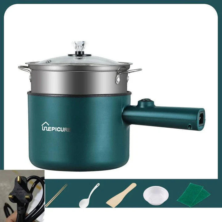 Emerald Green or Sapphire Blue Multi-Function Electric Cooker with Steaming Grid and Intuitive Controls