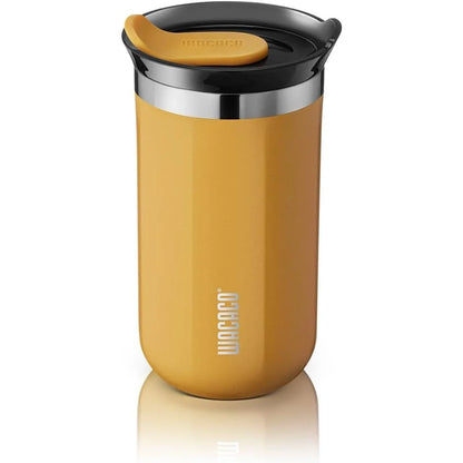 Premium insulated stainless steel travel mug in various vibrant colours, designed for keeping hot and cold drinks at the perfect temperature for on-the-go British lifestyles.