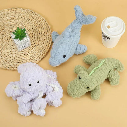 Durable plush squeaky crocodile-shaped dog toy made of premium fleece for safe, engaging playtime