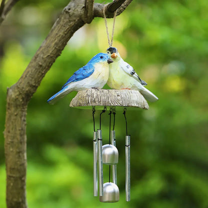 Enchanting resin birds wind chime with gracefully swaying birds and melodious copper chimes, perfect for indoor and outdoor decor