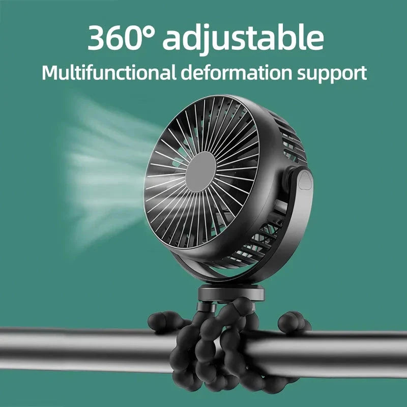 Compact Octopus-Inspired Mini Fan with Flexible Legs, Adjustable Speeds, and Power Bank Functionality