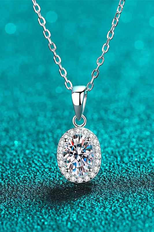 Elegant 1-carat moissanite pendant necklace in 925 sterling silver with minimalist design