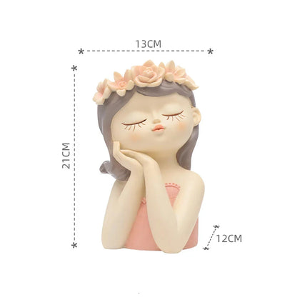 A charming 7.8-inch resin planter in the shape of a fairy girl, perfect for displaying succulents and adding whimsical decor to your home or office.