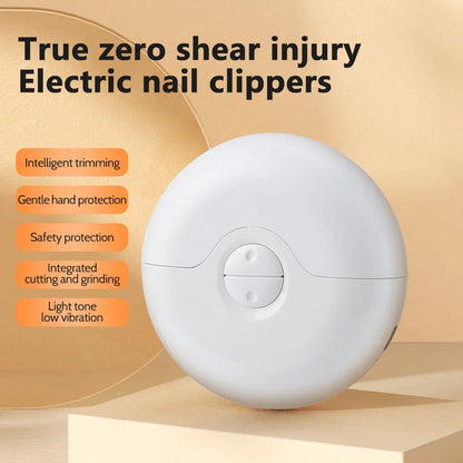 Premium electric 2-in-1 nail clipper and polisher with integrated nail clippings compartment, cordless design, and user-friendly features
