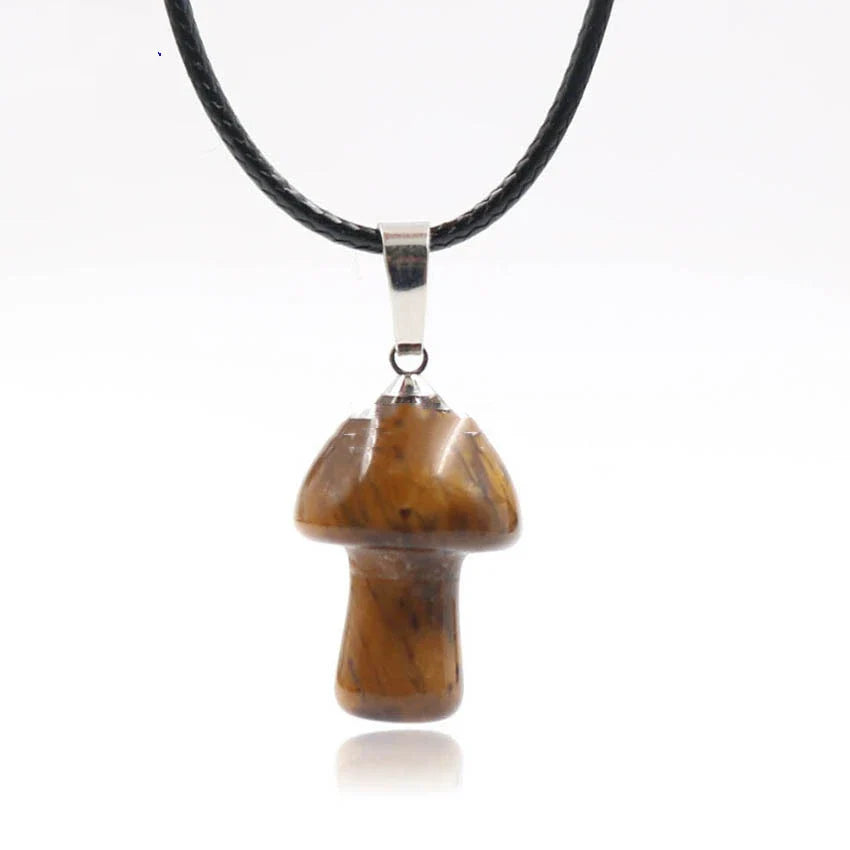Elegant crystal mushroom pendant necklace with adjustable chain and sparkling natural gemstones