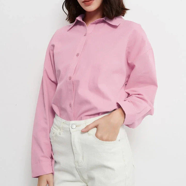 Autumn Rose Red Oversized Casual Blouse with a relaxed, chic design and a soft, breathable fabric blend