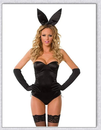 Elegant velvet bunny costume with a captivating design, perfect for Halloween, roleplay, and costume parties