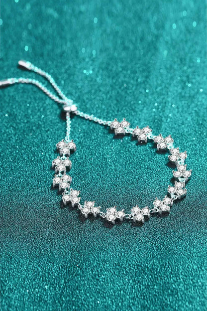 Adjustable Moissanite Bracelet in 925 Sterling Silver with 4.2 Carats of Sparkling Stones